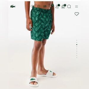 Lacoste Logo Print Green Athletic Shorts